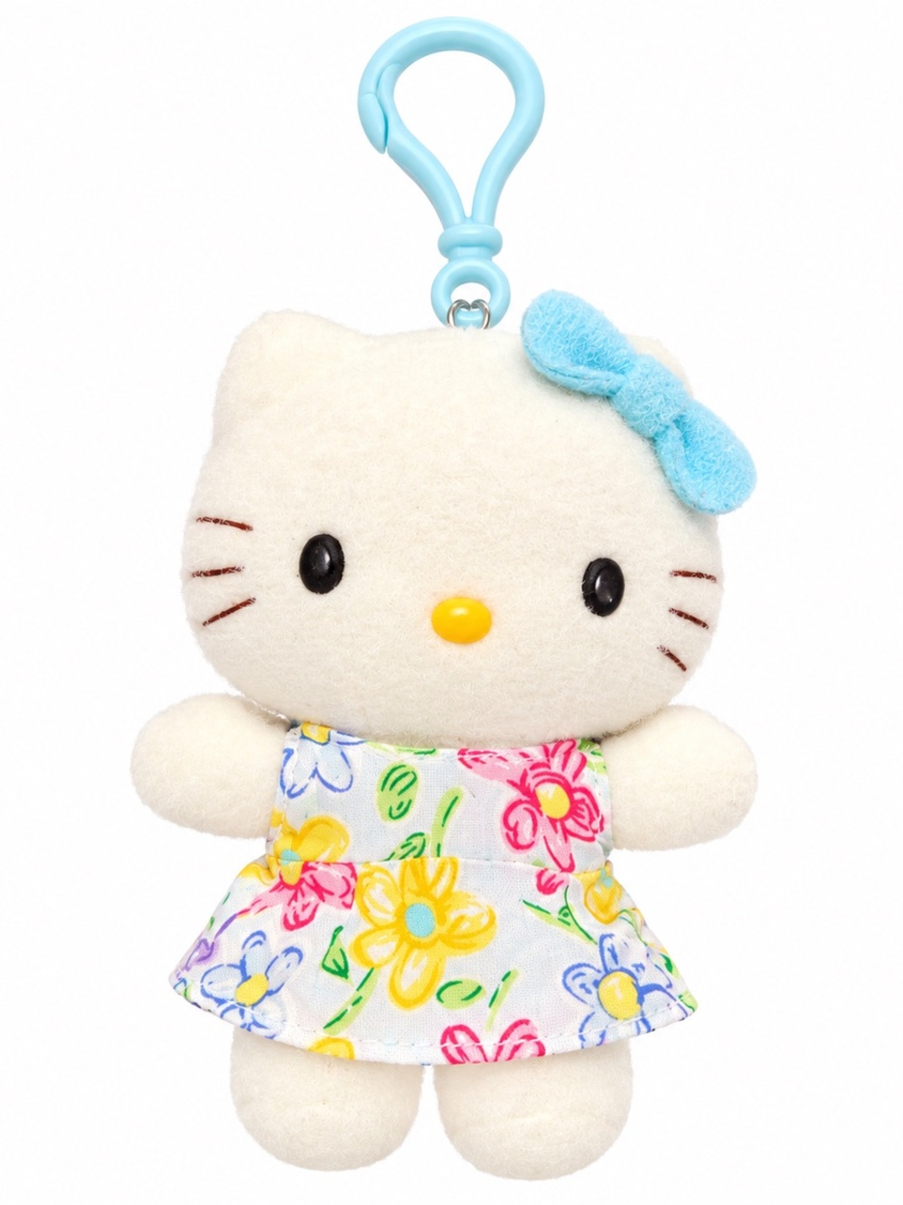 Hello Kitty Plush Keychain with Blue Bow and Floral Dress